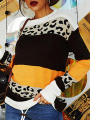 Leopard Leopard Print Long Sleeve Sweater