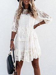 Holiday A-Line Crew Neck 3/4 Sleeve Dresses