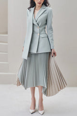 Blaire Gray Ruched Blazer Set