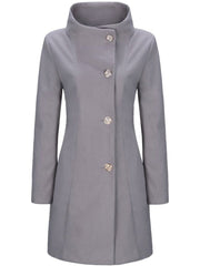 High Neck Single Breasted Plain Woolen Coat