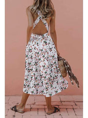 Halter Backless Printed Sleeveless Maxi Dresses