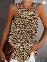 Leopard Casual Cotton-Blend Spaghetti Shift Shirts & Tops