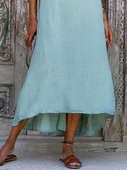 Lightgreen Casual Spaghetti Paneled Plain Dresses
