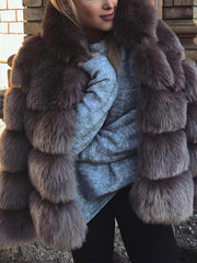 Turtle Neck Long Sleeve Elegant Fur Woman Coats