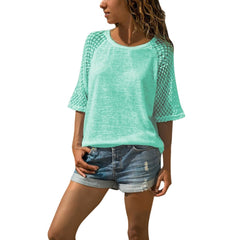 Lace Stitching Round Neck Cropped T-Shirt