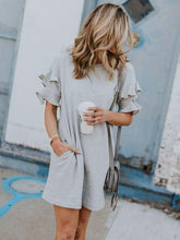Loose Falbala Short sleeve Shift Dresses