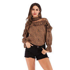 Leopard Grenadine Gored Falbala T-Shirts