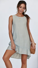 Fashion Round neck Sleeveless Pure Shift Dresses