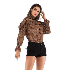 Leopard Grenadine Gored Falbala T-Shirts