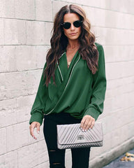 Fashion V neck Long sleeve Blouses