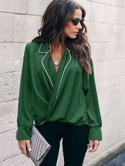Fashion V neck Long sleeve Blouses