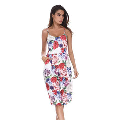 Floral Bell-bottoms Vest Jumpsuits