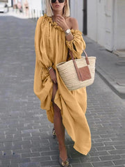 Loose Fashion Plain Women Off houlder Maxi Dresses