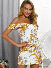 Floral Shoulder girdle Falbala Shift Dresses