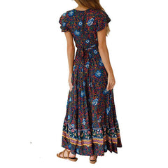 Floral Skater V neck Maxi Dresses