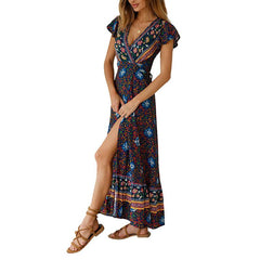 Floral Skater V neck Maxi Dresses
