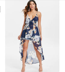 Irregular Floral Vest Skater Dresses
