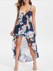 Irregular Floral Vest Skater Dresses