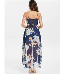 Irregular Floral Vest Skater Dresses