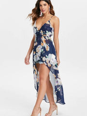 Irregular Floral Vest Skater Dresses