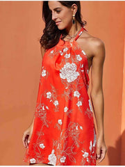 Floral Backless Off shoulder Shift Dresses