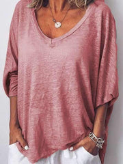 V neck Batwing sleeve Loose T-Shirts