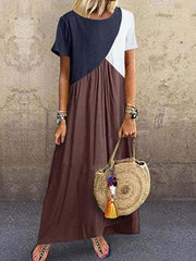 Geometric patchwork irregular fashion maxi dresses