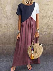 Geometric patchwork irregular fashion maxi dresses