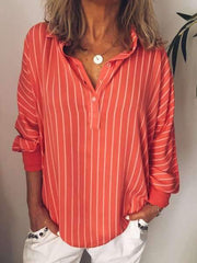 Stripe Long sleeve Floral Blouses