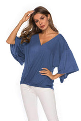 Fashion V neck Falbala T-Shirts