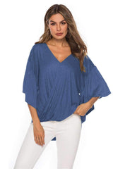Fashion V neck Falbala T-Shirts