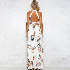 Floral Backless Sleeveless Maxi Dresses