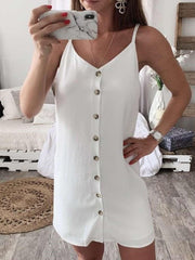 Fashion Vest Single breasted Shift Dresses