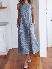 Striped Dresses Crew Neck Shift Daily Dresses