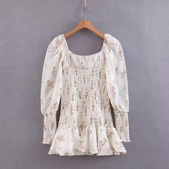 Floral Elastic Drape Tee Shift Dresses