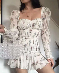Floral Elastic Drape Tee Shift Dresses