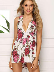 Fashion Sexy Print V neck Jumpsuits