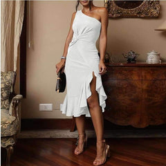 Irregular Sleeveless Falbala Bodycon Dresses