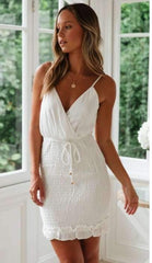 Summer V neck Backless Vest Skater Dresses