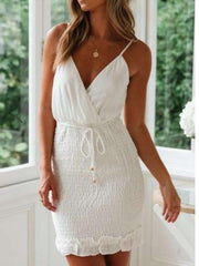 Summer V neck Backless Vest Skater Dresses