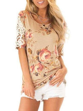 Fashion Round neck Print Lace T-Shirts