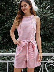 Fashion Stripe Lacing Jumpsuits