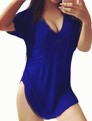 Summer V neck Plus Short sleeve T-Shirts