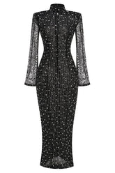 Crystal-Embellished Mesh Maxi Dress
