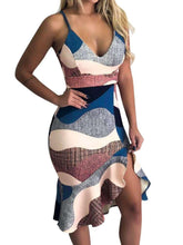 Fashion V neck Falbala Vest Bodycon Dresses