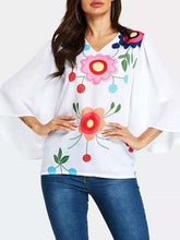 Fashion V neck Plus Casual Print T-Shirts