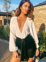 Fashion V neck Long sleeve Jumpsuits