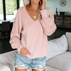 Fashion V neck Long sleeve Sweaters