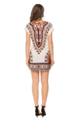 Fashion V neck Print Short sleeve Shift Dresses