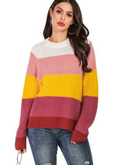 Fashion Stripe Knit Round neck Sweaters